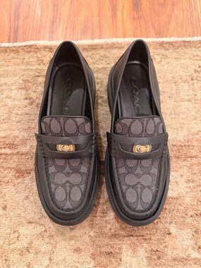 Coach Men’s Cooper Loafers with Signature Jacquard and Signature Coin - Black
